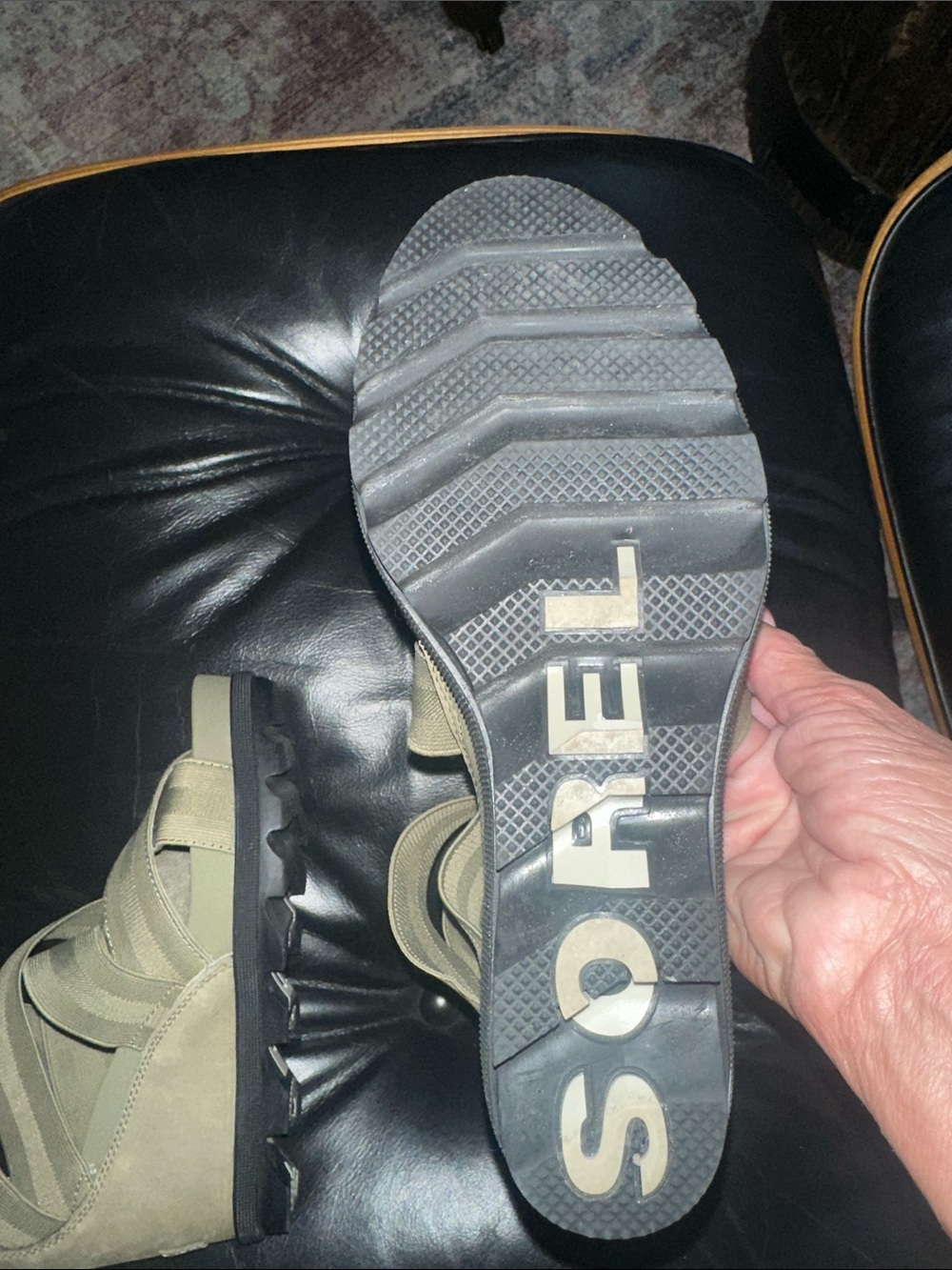 Sorel Women's Crisscross Elastic Sandals in Olive Green-7 - Picture 6 of 8
